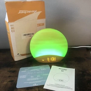 REACHER Wood Grain Sunrise Alarm Clock and Sound Machine Nightlight Digital Dimm - Picture 1 of 11