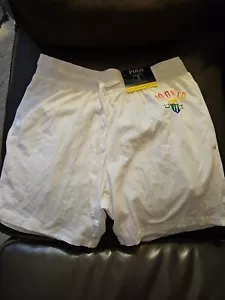New Polo Ralph Lauren Mens White 6" Inch Comfort Length Sleep Shorts Med Logo - Picture 1 of 5