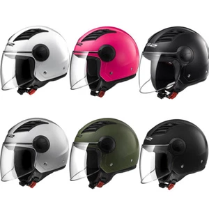 LS2 OF562 Airflow Long Visor Open Face Scooter Motorbike Motorcycle Helmet Solid - Picture 1 of 5