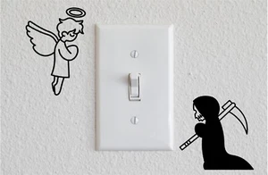 Angel and Grim Reaper Light Switch Sticker Funny Sticker Decal Halloween 3"inch - Picture 1 of 1