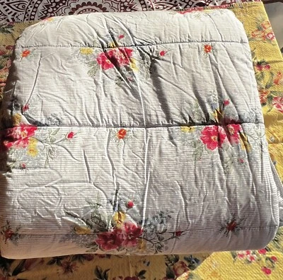 Chaps Ralph Lauren King Comforter Nantucket Garden Floral Striped VGUC Cotton - Image 1 of 4