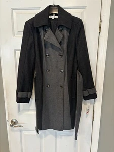 Kenneth Cole- New York Black And Grey Women's Size 10 Wool Coat - Picture 1 of 5