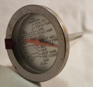 Vintage Cooper Analogue Meat Thermometer Silver Made In USA Stainless Steel 5" - Picture 1 of 7