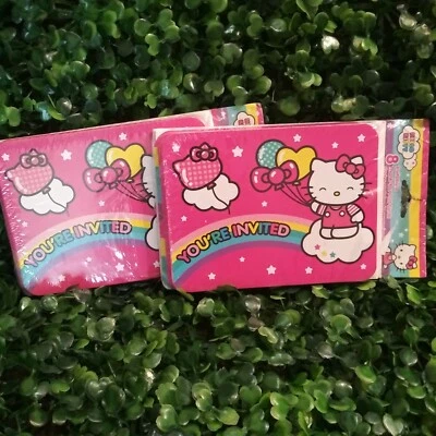 Lote de 2 invitaciones de fiesta de cumpleaños Hello Kitty Sanrio con tarjetas de agradecimiento NUEVO Foto 1 de 4