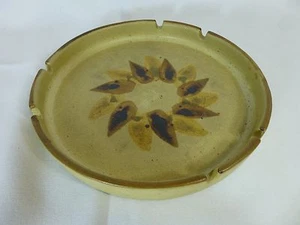 Vintage Ashtray Retro Large Tan Brown Leaf Pattern 128 USA SOW - Picture 1 of 5