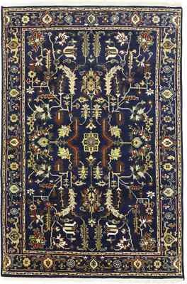 Traditional Oriental Rug Dark Navy Floral Farmhouse Home Office Carpet 6X9 ft - Image 1 of 4