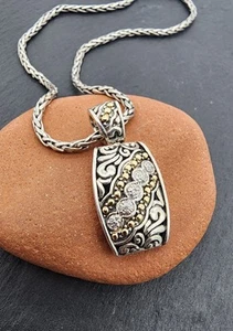 Sterling Silver 925 w 18k Effy Ballissima Diamond Pendant w 18" Necklace Ag 2548 - Picture 1 of 12