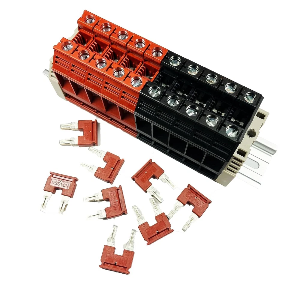 Dinkle Assembly Kit DK35N Red/Black 10 Gang Box Connector DIN Rail Terminal B... - Image 1 of 1