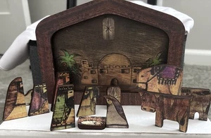 Krippe Set Holzpuzzle Volkskunst Weihnachten NICHT MEHR PRODUZIERT NEU 13 Teile - Bild 1 von 5