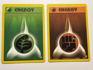 Lot Of 2 2000 Pokemon Neo Genesis Grass Fighting Energy - Picture 1 of 2