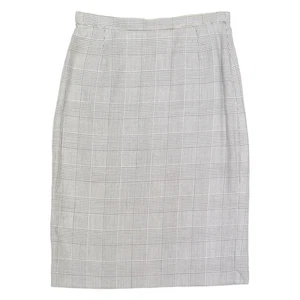Vintage MAURICE DAQUIN Womens Pencil Skirt Black Knee Length Wool 90s Check M - Picture 1 of 6