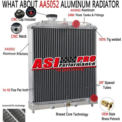 All Aluminum 3-Row Radiator For 1992-2000 1997 Honda Civic EG EK DEL SOL Integra Foto 1 de 4