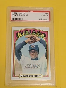 Vince Colbert 1972 Topps #84 PSA MINT 9 Cleveland Indians Pitcher - Picture 1 of 10