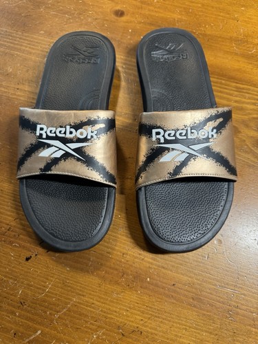 Reebok Slides Uomo Taglia 9 Nero e Oro