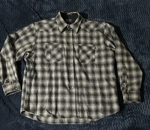 VTG Pendleton XXL Long Brown Flannel Virgin Wool Western Pearl Snap Plaid - Picture 1 of 7