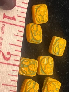 antike ägyptische Revival Perlen Pharao orange Glas geprägt Lot 10 Art Deco - Bild 1 von 18