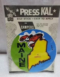 Vintage Vinyl Impko Press Kal Round Maine State Sticker New in Original Package - Picture 1 of 5