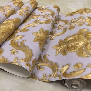 10M Vintage Luxury Gold Damask Textured Wallpaper Roll Floral Wall Paper - Picture 1 of 16