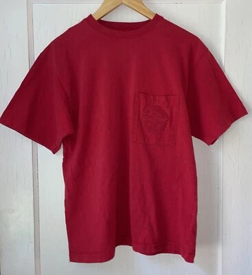 90s VTG Esprit De Corp M Cherry Red  San Francisco Logo Heavy Cotton Pocket Tee - Image 1 of 4