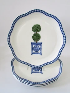 Southern Living Blue & White Chinoiserie Boxwood Topiary Plates NWT 4 - Picture 1 of 6