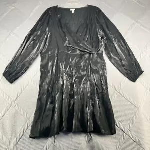 Ava + Viv Long Sleeve Black Wrap Mini Dress Size 2XL - Picture 1 of 9
