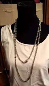 Stylish Beaded Silverstone Rope Chain 28 inch, Please See Photos & Desc - Picture 1 of 12
