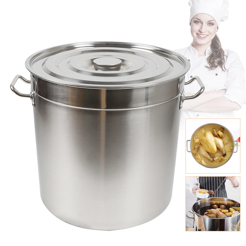 30/50/70 Liter Gastronomie Kochtopf Kochtopf Suppentopf Mit Edelstahl Deckel NEU - Bild 1 von 4