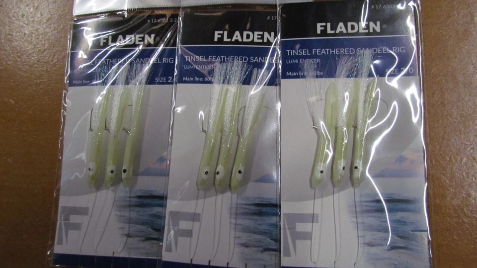 3 X Tinsel Feathered Sandeel Rig LUMI Enticer (3 Rigs) - Fladen -17-6303-3-2-0 - Image 1 of 1