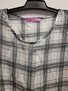 AQUA Girls’ Sheer Plaid Chiffon Tie Waist Top, Medium - Picture 1 of 3