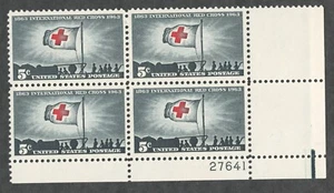 USA. 1239. 5c. Hundertjährige Ausgabe des Roten Kreuzes. Plattenblock von 4. Neuwertig mit 1963 - Bild 1 von 2