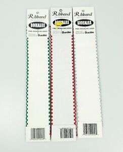 Bucilla Ribband Cross Stitch Bookmarks Set Of 3 Red Green Silver 14 Count 