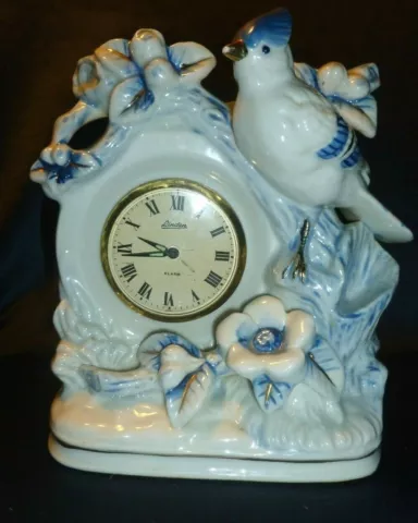 Old Genuine Porcelain  Blue White Birds Flowers Gold Color Made in Japan Cover