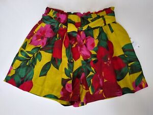 NWT Zara Basic  Tropical Print 100% Linen Shorts