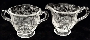 Fostoria Chintz (ETCHED) Cream and Sugar Set - Picture 1 of 3