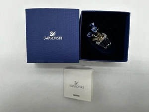 Swarovski Crystal Forget Me Not Blue Flowers w/ Silver Leaves Vase Pot 626873 - Picture 1 of 2