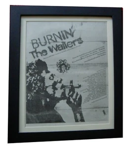 BOB MARLEY+WAILERS+Burnin+POSTER+AD+RARE+ORIGINAL 1973+FRAMED+EXPRESS WORLD SHIP - Imagen 1 de 7