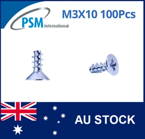 PLASTIC THREADING SCREW M3X10 CSK POZI STEEL ZINC PLATED WN1413KB30X10Z X100 - Picture 1 of 4