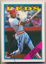 ERIC DAVIS #150 1988 Topps IN PERSON SIGNED ON CARD AUTO REDS
