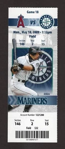 Ken Griffey Jr 2-HITS Mariners Angels 5/18/2009 Full MINT Ticket ICHIRO SUZUKI - Picture 1 of 11
