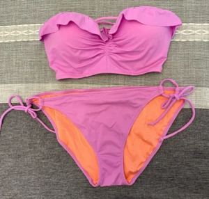 Victoria's Secret Two Piece Bikini Swimsuit Top 34C Bottom Large Light Purple - Picture 1 of 6