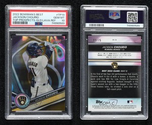 2022 Bowman's Best Top Prospects Gold Lava Refractor /75 Jackson Chourio PSA 10
