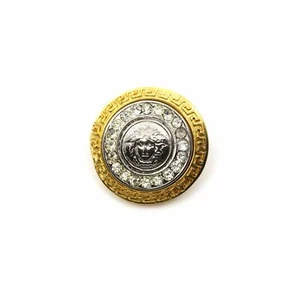 Gold/ Silver Gianni Versace Two Tone Medusa Head Pin with Crystal Accents - Picture 1 of 4