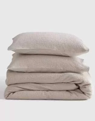 Quince King/Cali King Luxe Waffle Duvet Cover Set SAND organic - Image 1 of 4