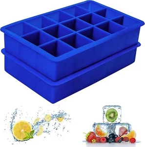 2 Pack Silicone Ice Cube Tray Ice Cube Trays Molds Large Ice Cube Tray for - Picture 1 of 3