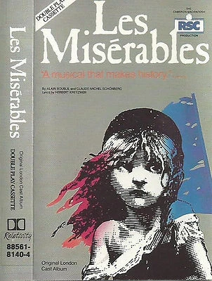 ORIGINAL LONDON CAST Les Misérables CASSETTE US ISSUE RELATIVITY LABEL  - Image 1 of 4