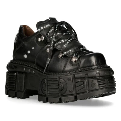 New Rock Boots M-TANK120N Unisex Black 100% Leather Goth Platform Punk Metal - Image 1 of 4