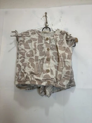 Jessica Simpson Niñas Talla 6 Beige 2 Piezas Manga Corta Camisa y Pantalones Cortos Conjunto Foto 1 de 4