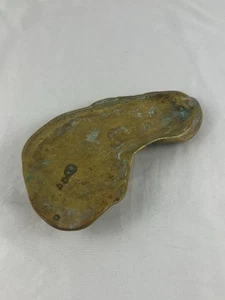 VTG Solid Brass Oyster Shell Sculpture Trinket Dish Valet Tray Nautical Decor - Picture 1 of 8