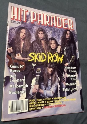 Hit Parader Magazine August 1989 SKID ROW Posion Metallica Aerosmith Motley Crue - Image 1 of 4