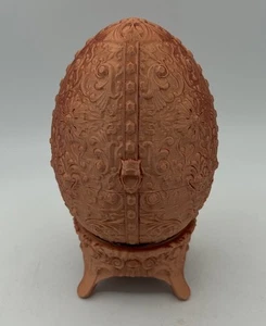 Egg Trinket Candy Container Sovereign Shell With Stand Faberge Like Decor Copper - Picture 1 of 6